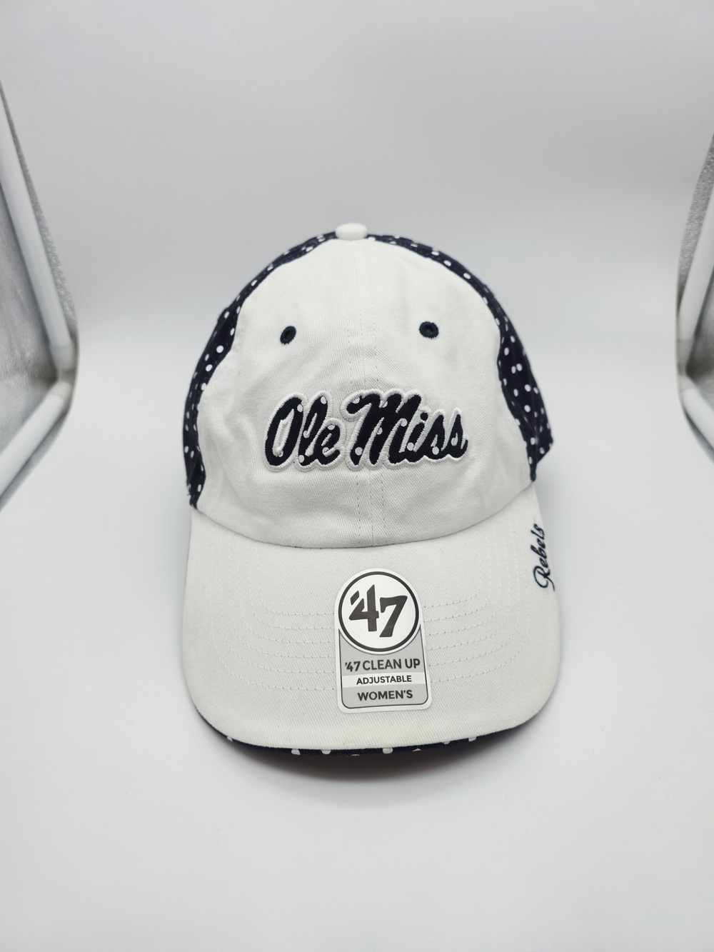 '47 Clean Up Ole Miss Rebels White & Black Polka Dot Cap